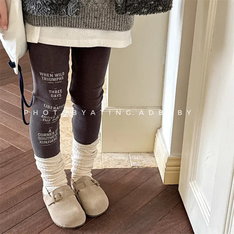 レギンスパンツ キッズパンツ レターロゴプリントレギンスパンツ【mh0008719】