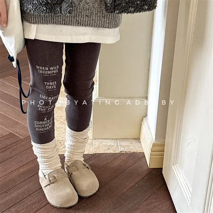 レギンスパンツ キッズパンツ レターロゴプリントレギンスパンツ【mh0008719】