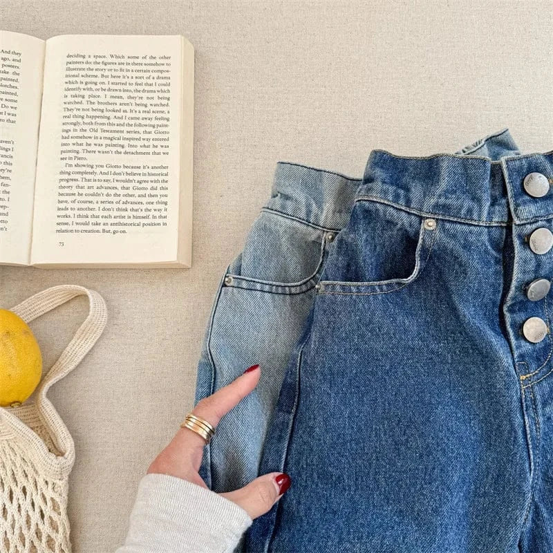 デニムパンツ キッズパンツ ボタンフライルーズロングデニムパンツ【mh0008962】