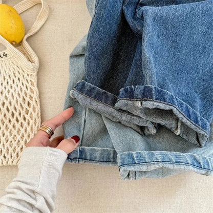 デニムパンツ キッズパンツ ボタンフライルーズロングデニムパンツ【mh0008962】