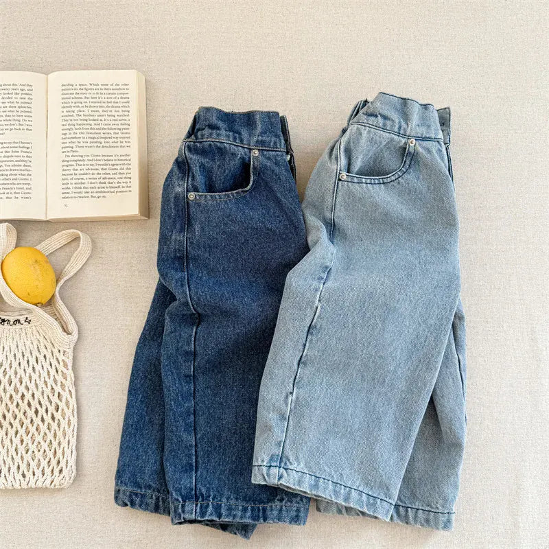 デニムパンツ キッズパンツ ボタンフライルーズロングデニムパンツ【mh0008962】