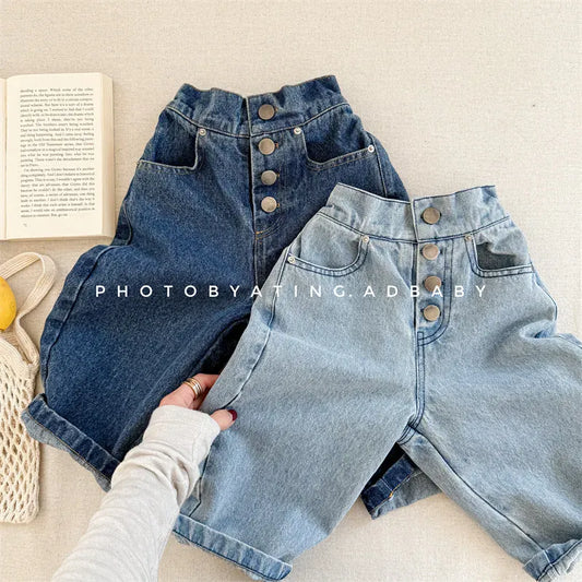 デニムパンツ キッズパンツ ボタンフライルーズロングデニムパンツ【mh0008962】