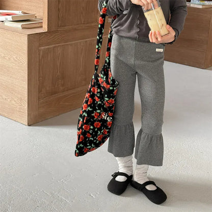 レギンスパンツ キッズパンツ 裾フリルフレアリブレギンスパンツ【mh0008966】