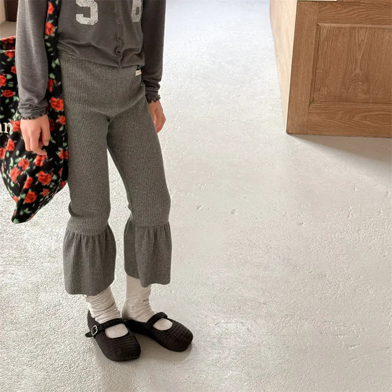 レギンスパンツ キッズパンツ 裾フリルフレアリブレギンスパンツ【mh0008966】