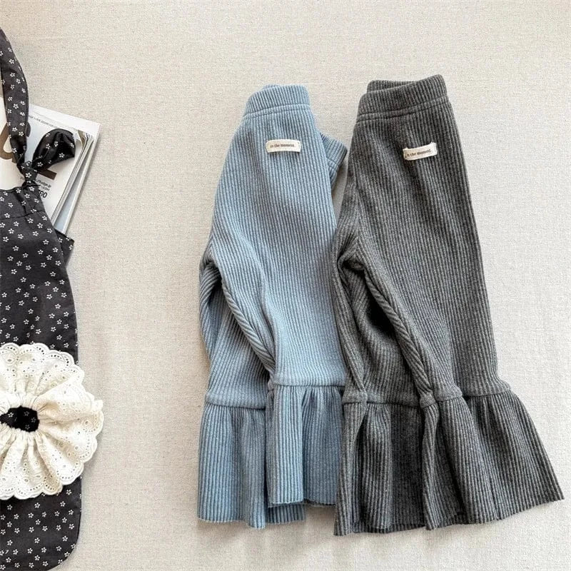 レギンスパンツ キッズパンツ 裾フリルフレアリブレギンスパンツ【mh0008966】