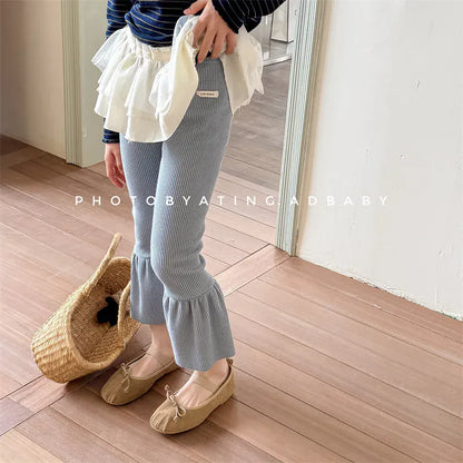 レギンスパンツ キッズパンツ 裾フリルフレアリブレギンスパンツ【mh0008966】