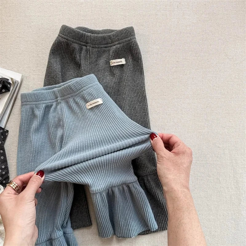 レギンスパンツ キッズパンツ 裾フリルフレアリブレギンスパンツ【mh0008966】