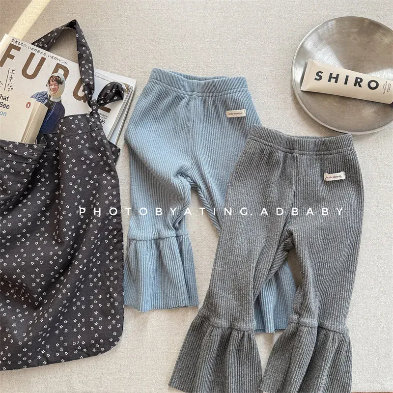 レギンスパンツ キッズパンツ 裾フリルフレアリブレギンスパンツ【mh0008966】