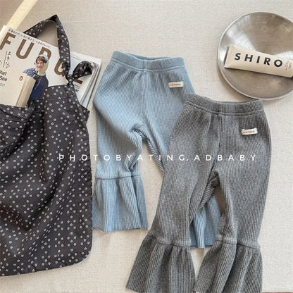 レギンスパンツ キッズパンツ 裾フリルフレアリブレギンスパンツ【mh0008966】