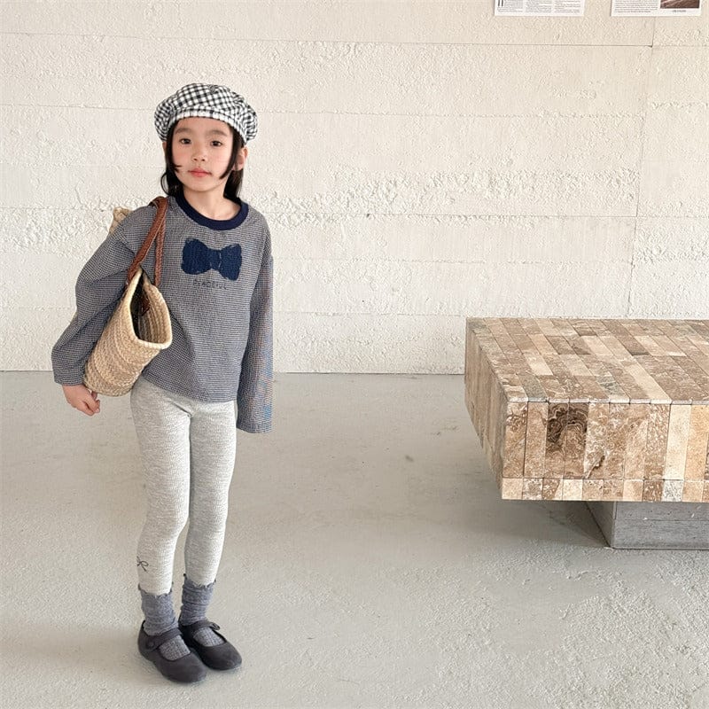 レギンスパンツ キッズパンツ リボンプリントリブレギンスパンツ【mh0008968】