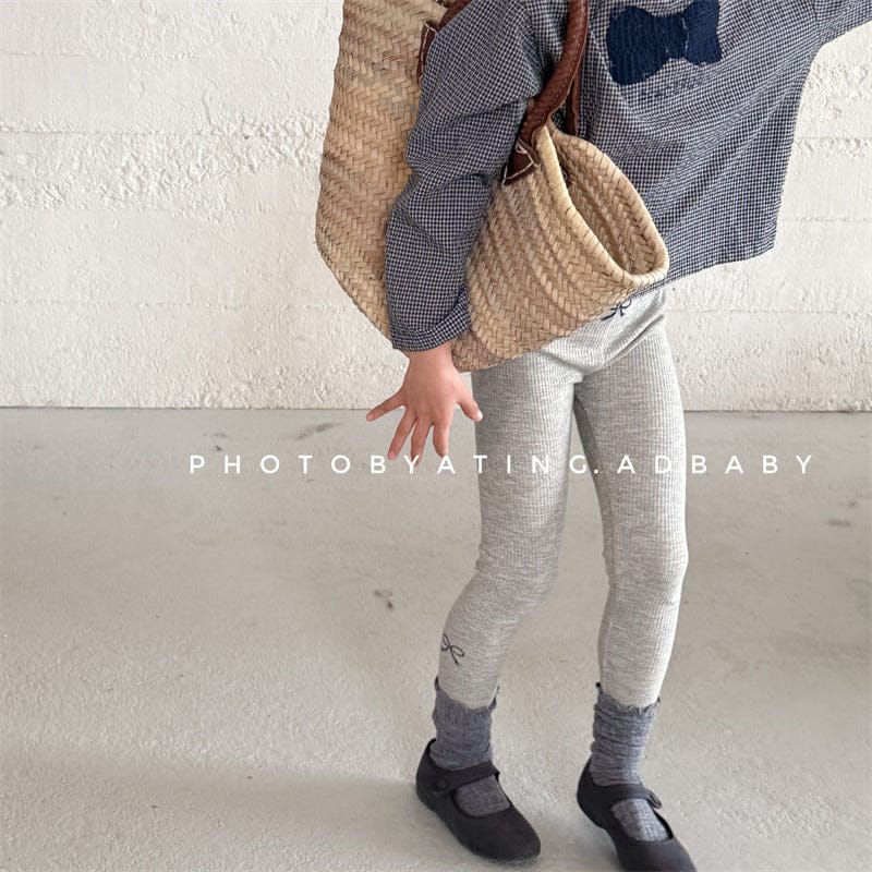 レギンスパンツ キッズパンツ リボンプリントリブレギンスパンツ【mh0008968】