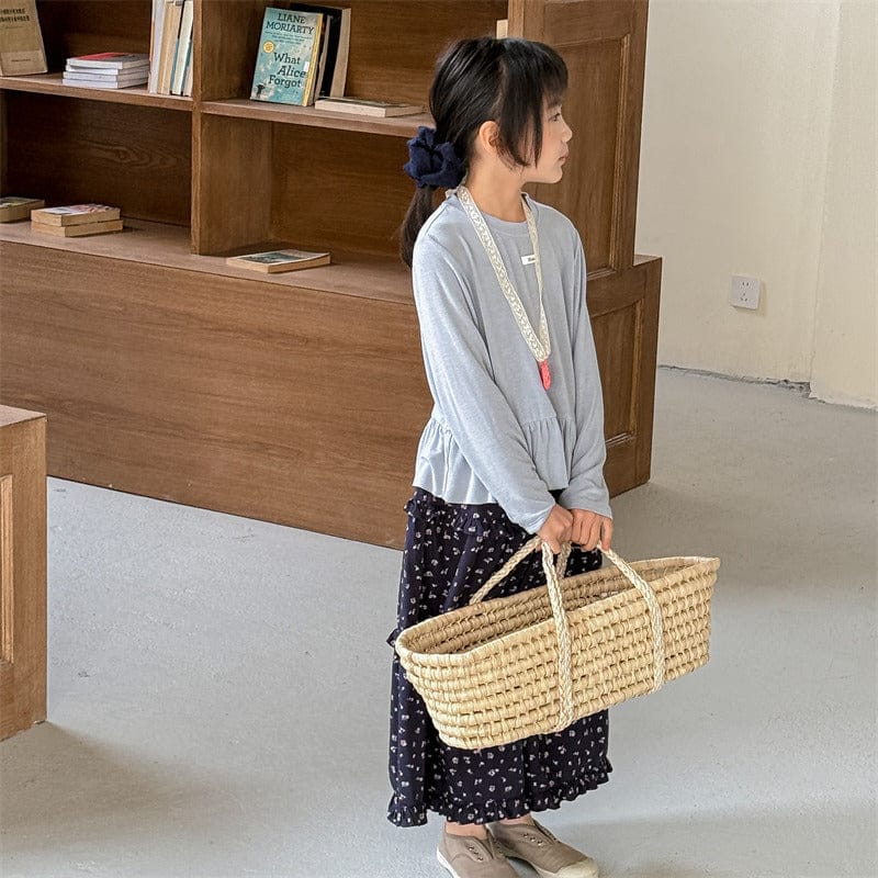 ロングパンツ・スウェットパンツ キッズパンツ フラワープリントラッフルフリルアンクルワイドガウチョパンツ【mh0008970】