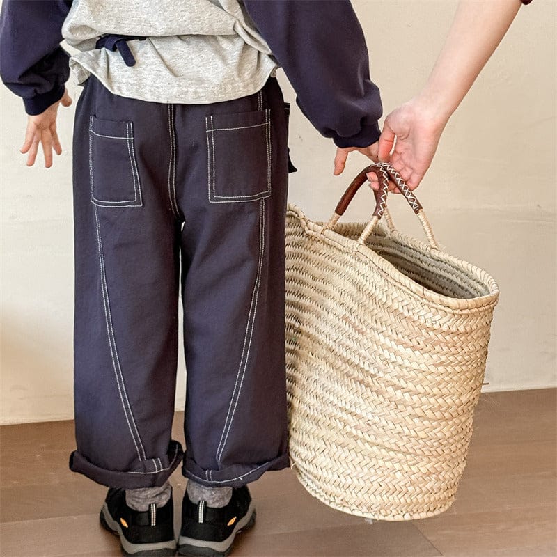 ロングパンツ・スウェットパンツ キッズパンツ ステッチルーズロングカジュアルパンツ【mh0008982】