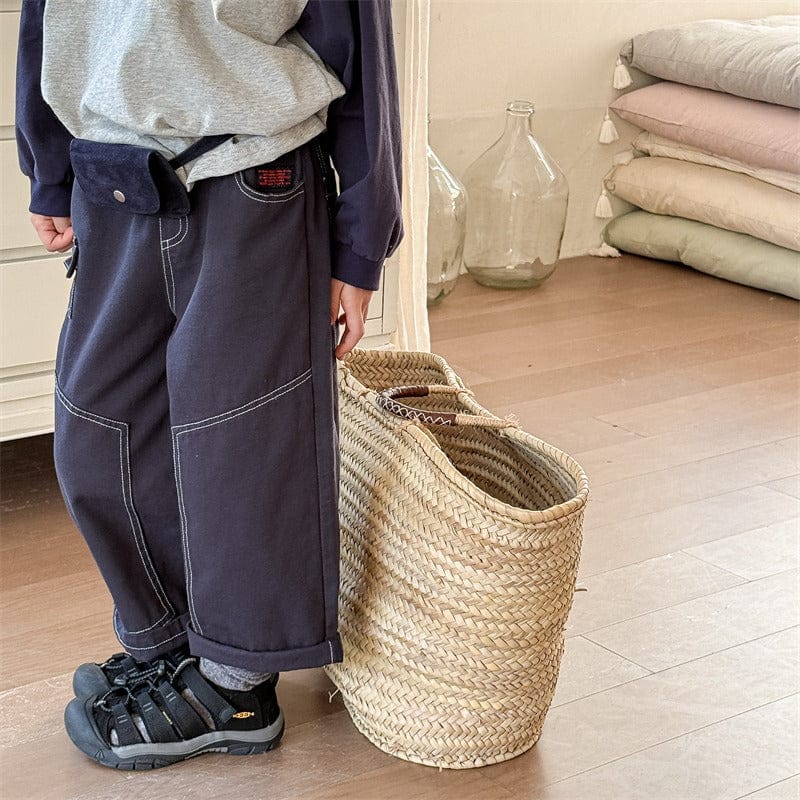 ロングパンツ・スウェットパンツ キッズパンツ ステッチルーズロングカジュアルパンツ【mh0008982】