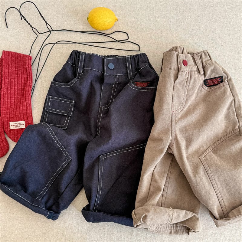 ロングパンツ・スウェットパンツ キッズパンツ ステッチルーズロングカジュアルパンツ【mh0008982】