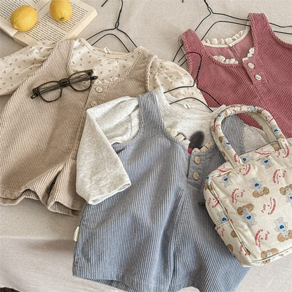 サロペットパンツ・サスペンダーパンツ キッズサロペット コーデュロイショートノースリーブジャンプスーツ【mh0008984】