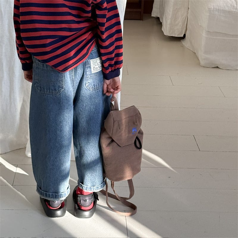 デニムパンツ キッズパンツ バックポケットタグワイドルーズデニムパンツジーンズ【mh0008986】