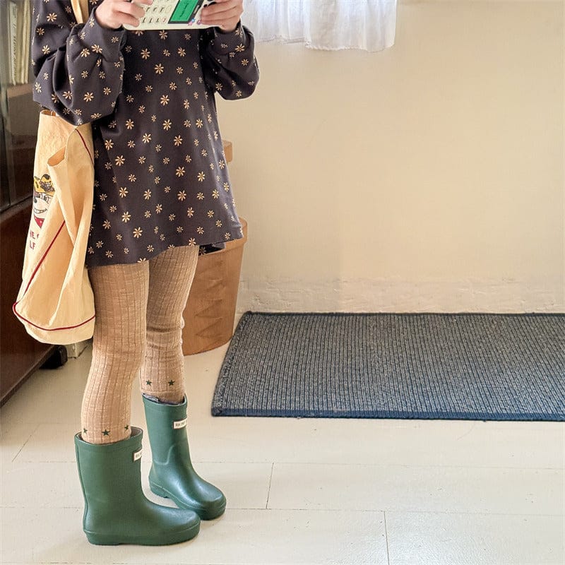 レギンスパンツ キッズパンツ レターロゴ刺繍リブレギンスパンツ【mh0008991】