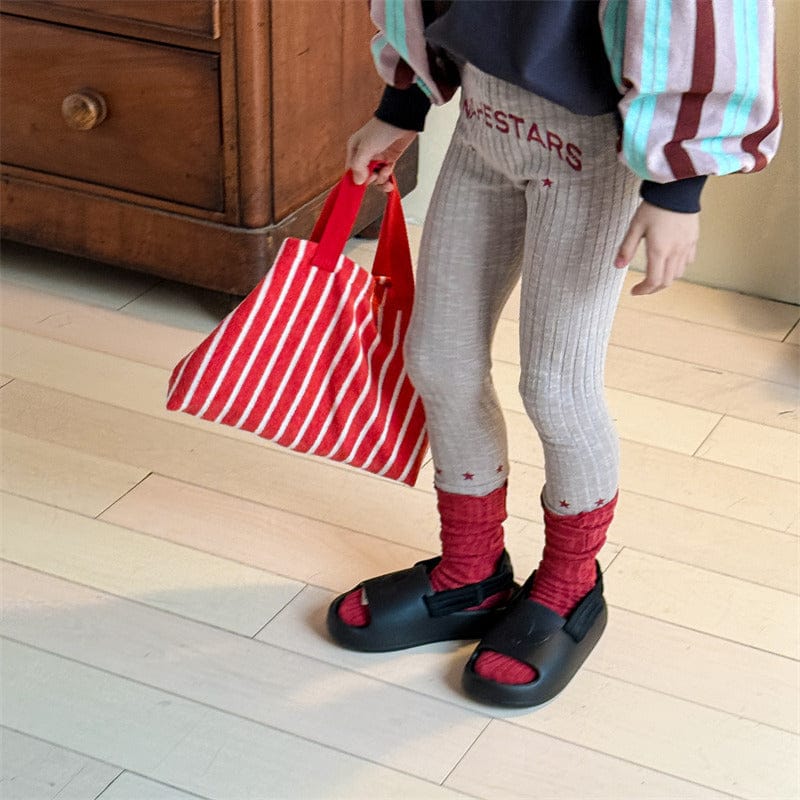 レギンスパンツ キッズパンツ レターロゴ刺繍リブレギンスパンツ【mh0008991】