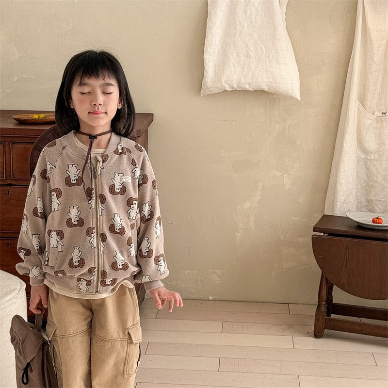 カーディガン・パーカー キッズトップス プリント柄ジップアップスウェットジャケット【mh0008994】