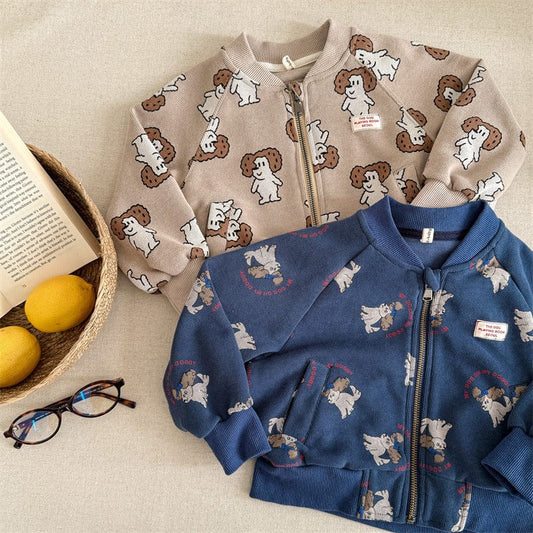 カーディガン・パーカー キッズトップス プリント柄ジップアップスウェットジャケット【mh0008994】