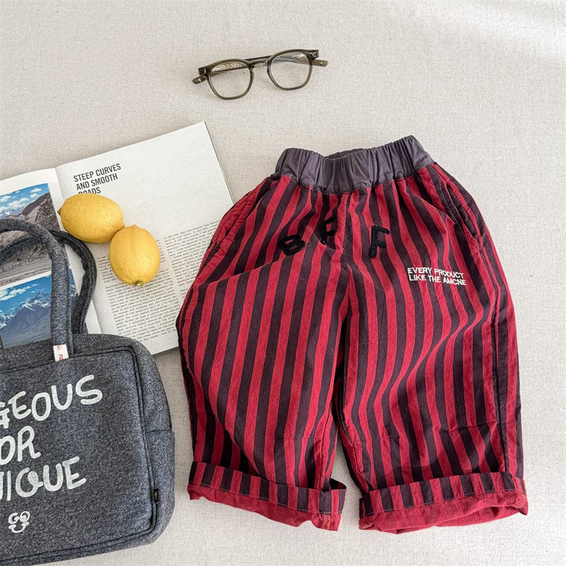 ロングパンツ・スウェットパンツ キッズパンツ ストライプレターロゴワイドルーズロングパンツ【mh0008995】