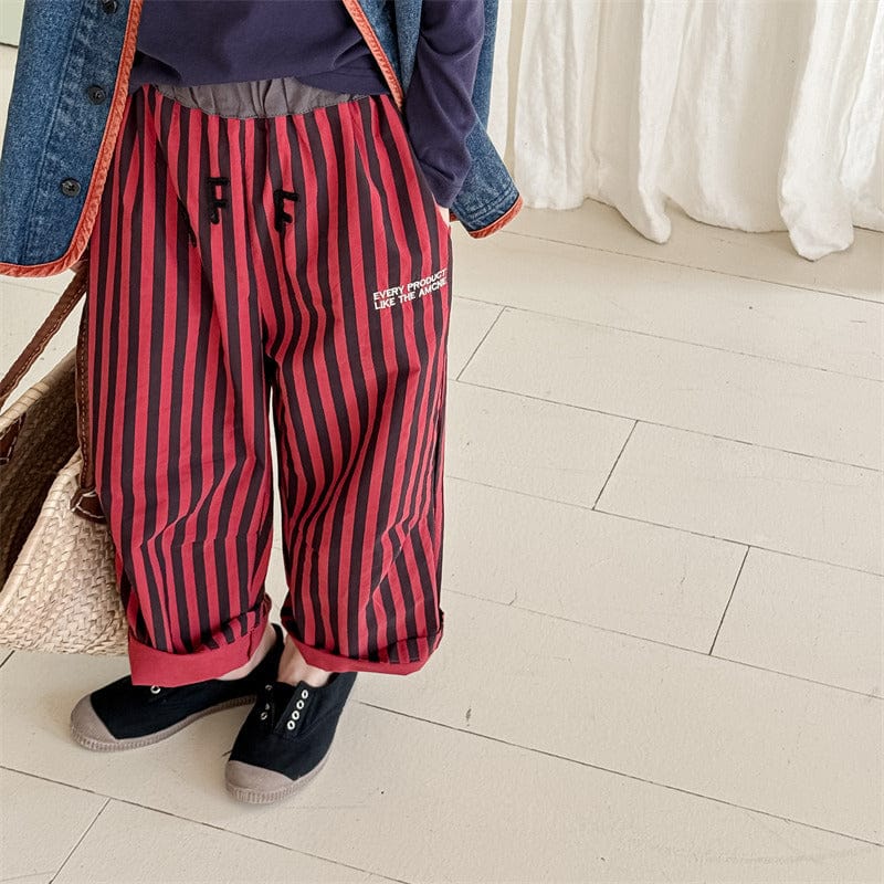 ロングパンツ・スウェットパンツ キッズパンツ ストライプレターロゴワイドルーズロングパンツ【mh0008995】