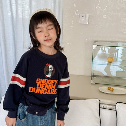 トレーナー・フーディ キッズトップス レターロゴ刺繍プリント長袖スウェットシャツ【mh0008997】