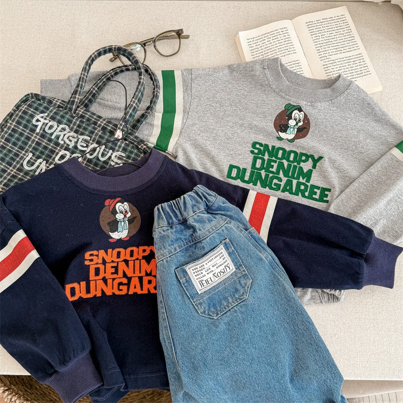 トレーナー・フーディ キッズトップス レターロゴ刺繍プリント長袖スウェットシャツ【mh0008997】