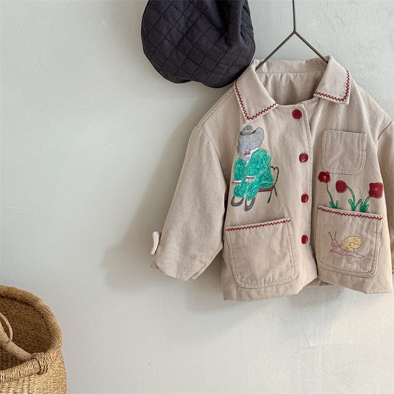 ショートコート・ジャケット・ジャンパー キッズアウター お絵描き刺繍ステッチコートジャケット【mh0008999】