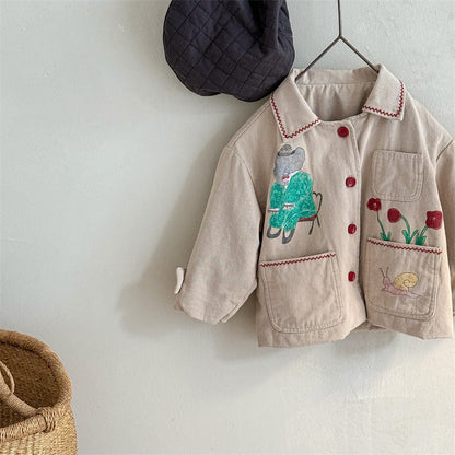 ショートコート・ジャケット・ジャンパー キッズアウター お絵描き刺繍ステッチコートジャケット【mh0008999】