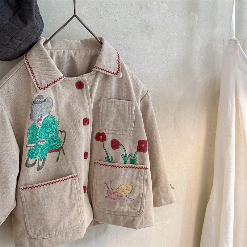 ショートコート・ジャケット・ジャンパー キッズアウター お絵描き刺繍ステッチコートジャケット【mh0008999】