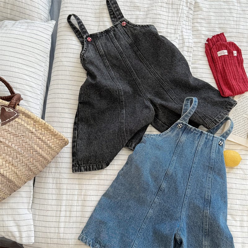 オーバーオール キッズオーバーオール デニムワイドショートサスペンダーパンツサロペット【mh0009000】