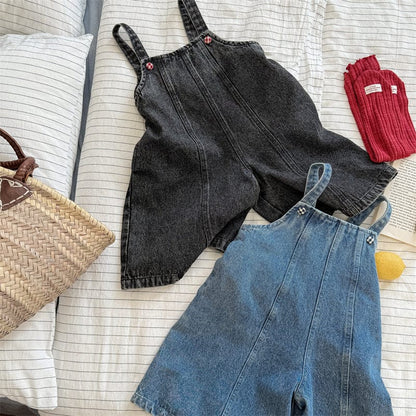 オーバーオール キッズオーバーオール デニムワイドショートサスペンダーパンツサロペット【mh0009000】