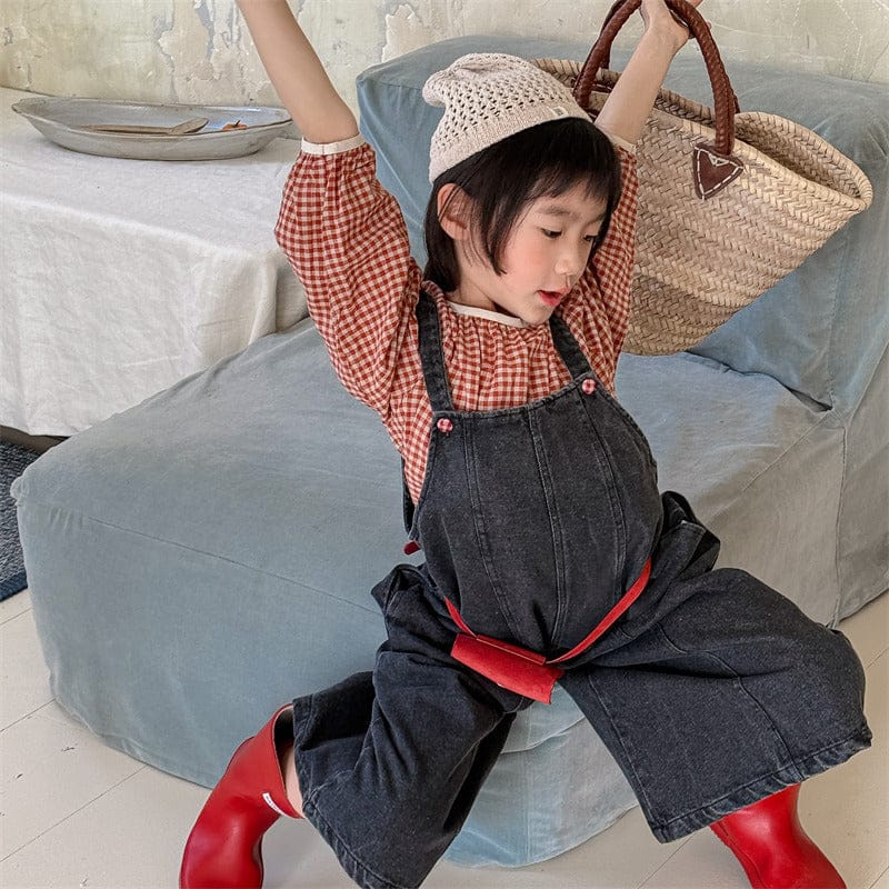 オーバーオール キッズオーバーオール デニムワイドショートサスペンダーパンツサロペット【mh0009000】