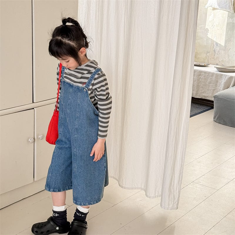 オーバーオール キッズオーバーオール デニムワイドショートサスペンダーパンツサロペット【mh0009000】