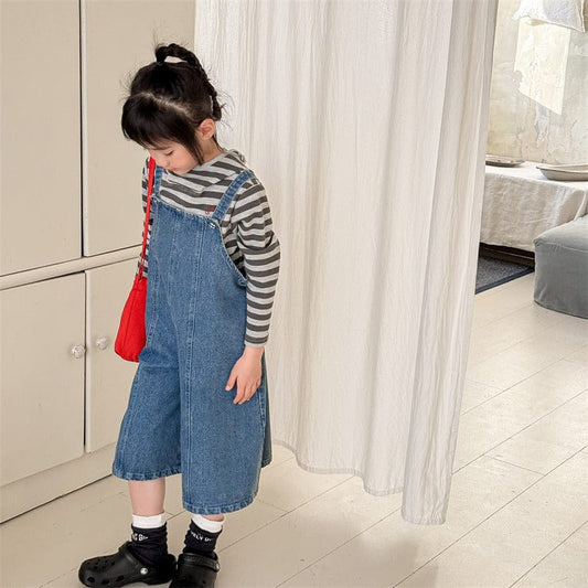 オーバーオール キッズオーバーオール デニムワイドショートサスペンダーパンツサロペット【mh0009000】