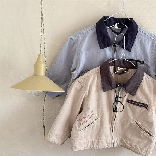 ショートコート・ジャケット・ジャンパー キッズアウター 襟付きジップアップブルゾンジャケット【mh0009002】