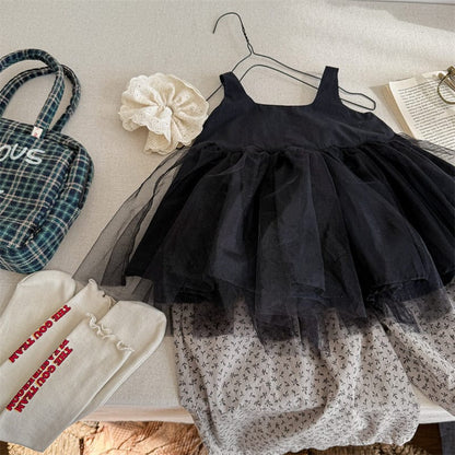 ノースリーブワンピース キッズワンピース チュチュチュールスカートノースリーブドレスワンピース【mh0009003】