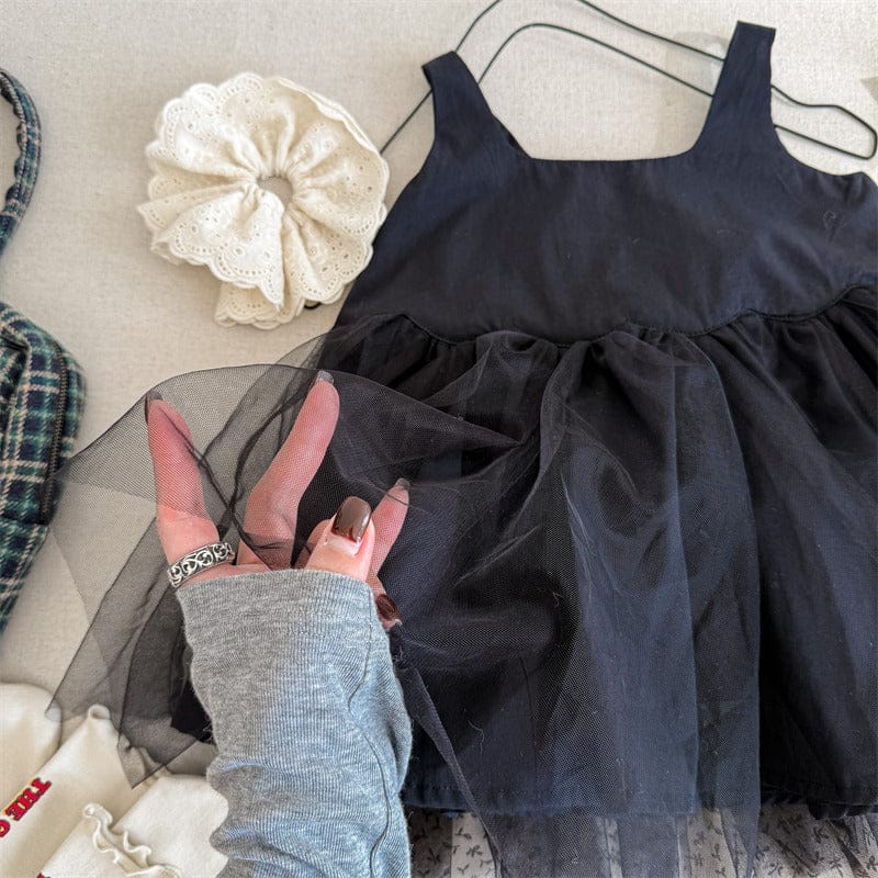 ノースリーブワンピース キッズワンピース チュチュチュールスカートノースリーブドレスワンピース【mh0009003】