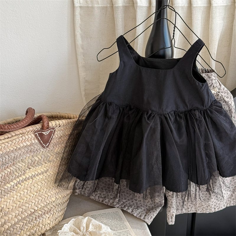 ノースリーブワンピース キッズワンピース チュチュチュールスカートノースリーブドレスワンピース【mh0009003】