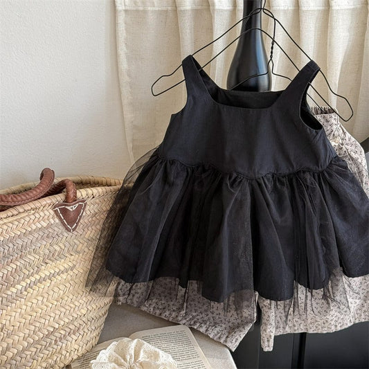 ノースリーブワンピース キッズワンピース チュチュチュールスカートノースリーブドレスワンピース【mh0009003】