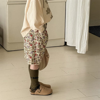 ハーフパンツ・ショートパンツ キッズパンツ フラワー/無地裾レースハーフパンツ【mh0009004】