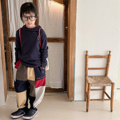 ロングパンツ・スウェットパンツ キッズパンツ カラフルパッチワークルーズカジュアルロングパンツ【mh0009013】