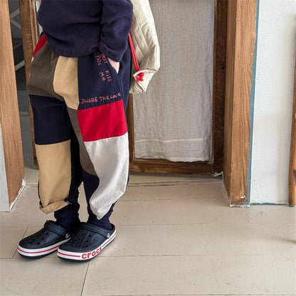 ロングパンツ・スウェットパンツ キッズパンツ カラフルパッチワークルーズカジュアルロングパンツ【mh0009013】