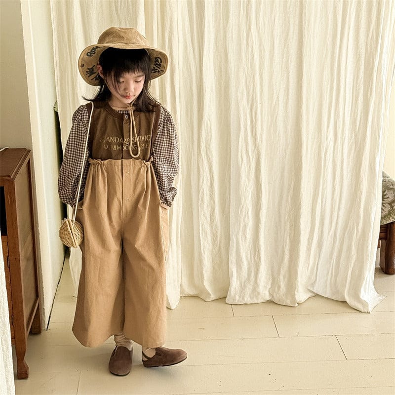 ノースリーブジャンプスーツ キッズジャンプスーツ レターロゴプリントノースリーブドッキングジャンプスーツ【mh0009017】