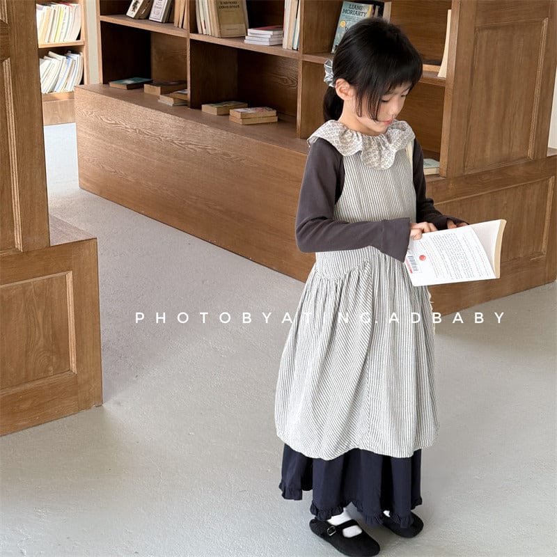 ノースリーブワンピース ノースリーブ無地/ストライプシンプルワンピース【mh0009375】