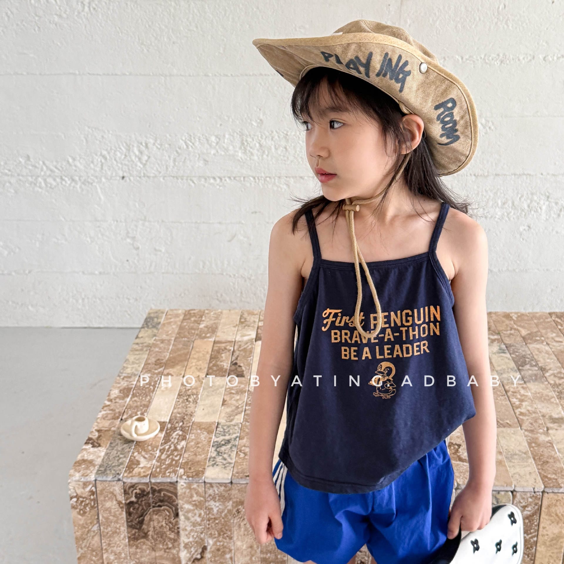 タンクトップ・キャミソール・ノースリーブトップス ペンギンレターロゴプリントキャミソールトップス【mh0009380】