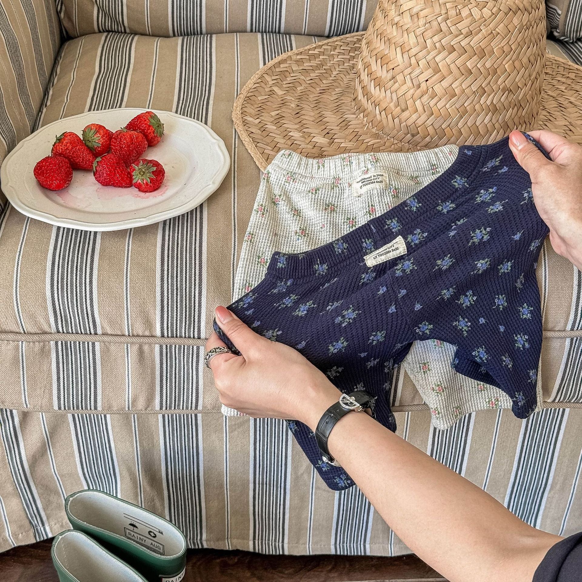 レギンスパンツ フラワープリントハーフレギンスパンツ【mh0009390】