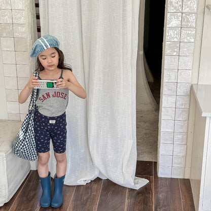 レギンスパンツ フラワープリントハーフレギンスパンツ【mh0009390】